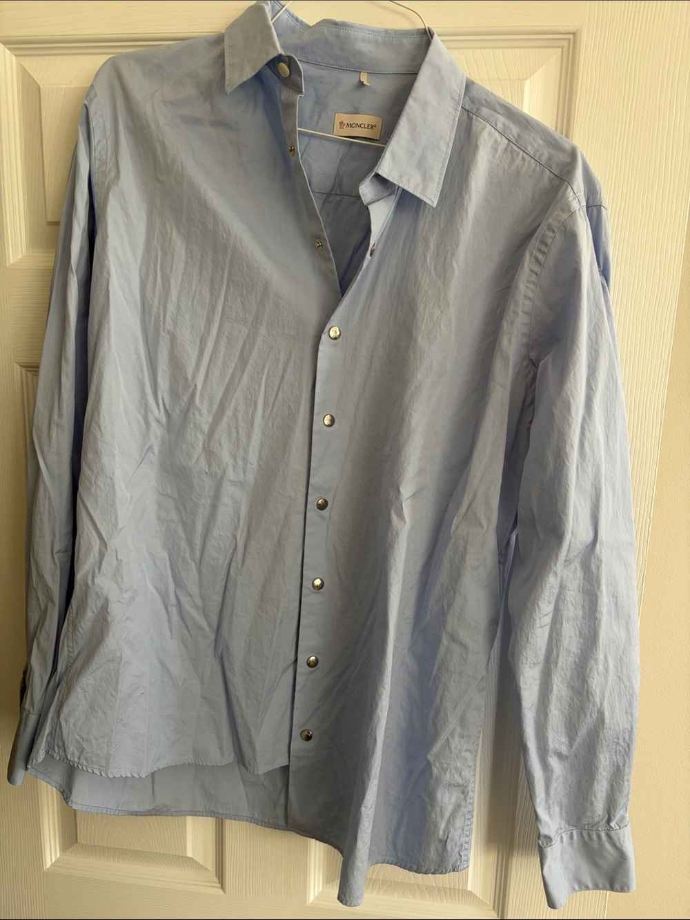 Moncler Light Blue Men's Long-Sleeve Button-Up Shirt